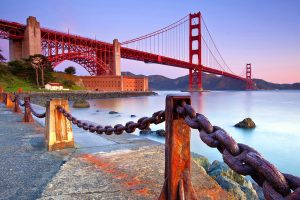 Beautiful Long Golden Gate Bridge in California US