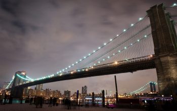 Beautiful Nigth Look of Brooklyn Bridge in New York