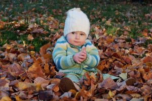 Cute Baby Boy Playing Between Dry Leaf HD