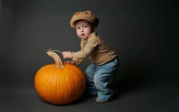 Cute Baby With Pumpkin HD Wallpaper