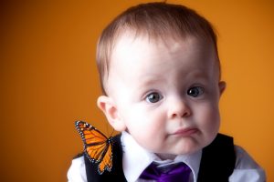 Cute White Baby With Butterfly HD Photo
