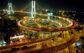 Flyover Bridge of Shanghai at Night