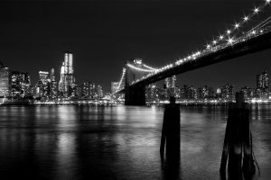 Night Black and White View of Bridge