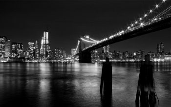 Night Black and White View of Bridge