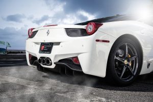White Ferrari Car Back Side