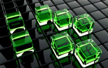 3D Green Cubes HD Wallpaper Background