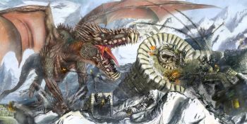 Dragon Fighting Painting