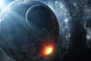 Fire on Planet Space Wallpaper