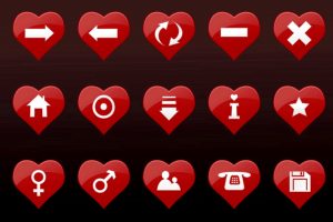 Icon Symbol in Red Heart