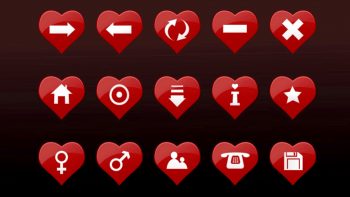 Icon Symbol in Red Heart