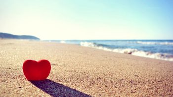 Love Heart on Beach HD Photo Background