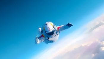 Space Man Felix Baumgartner Jump Colorful Painting
