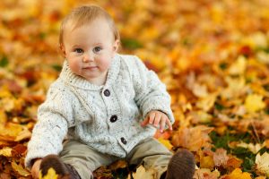 Cute Baby Boy Autumn Leaves