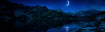 Night Half Moon Mountains Lake Bulgaria