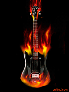 Animated Burning Guitar On Fire Hot Cute