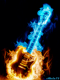 Animated Burning Guitar On Fire Hot Love