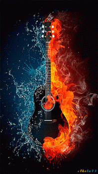 Animated Burning Guitar On Fire Hot Nice