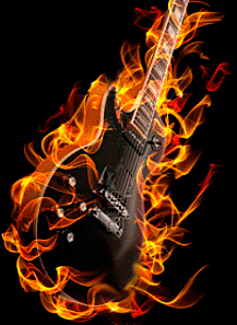Animated Burning Guitar On Fire Hot Super