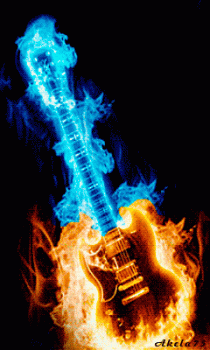 Animated Burning Guitar On Fire Super