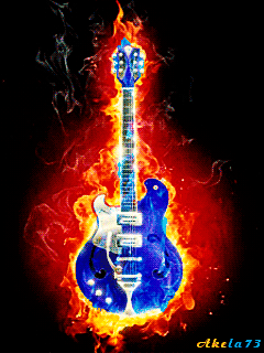 Animated Burning Guitar On Fire Sweet
