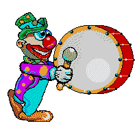 Animated Clown Banging On Drum