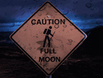 Caution Full Moon Sign Animated Gif