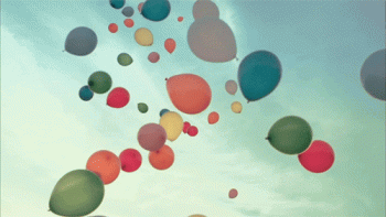 Colorful Baloons Flying Away Animated Gif Image