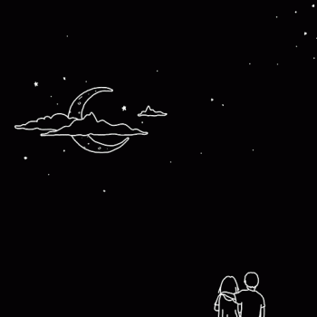 Couple Looking At The Moon Animated Gif