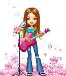 Electric Guitar Musician Girl Zwinkie Animated Cool