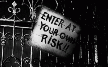 Enter At Your Own Risk Scary Sign Retro Animated Gif