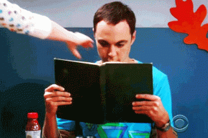 Funny Big Bang Theory Sheldon Reads Comic Book Animated Gif