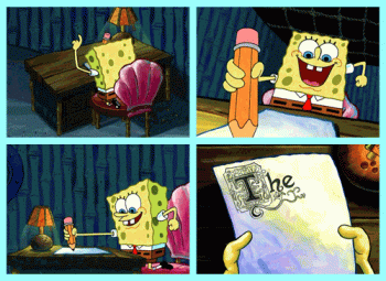 Funny Spongebob Writing Animated Gif