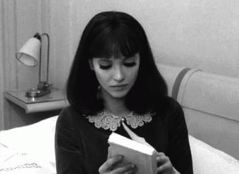 Girl Reading Book Retro Black White Animated Gif