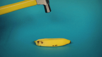 Hammer Breaks Banana Funny Animated Gif