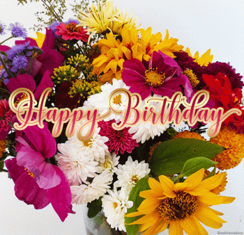Happy Birthday Colorful Flowers Gif