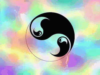 Melting Ying Yang Over Colorful Background Animated Gif