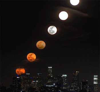 Moon Rising Over City Animated Gif