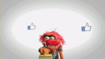Muppet Animal Pressing Red Button For Likes Animated Gif