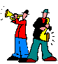 Trumpet Saxophone Playing Musicians