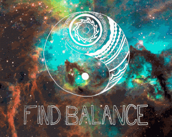 Ying Yang Find Balance Over Galaxy Background Animated Gif