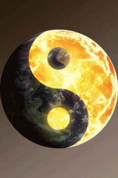 Ying Yang Sun Earth Moon Gold Black Animated Gif