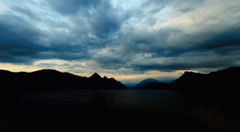 Clouds Flowing Over Lake Mountains Nature Animated Gif