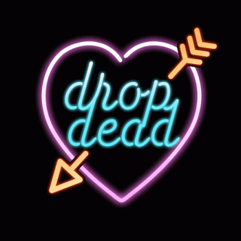 Drop Dead Broken Heart With Arrow Neon Glowing Animated Gif