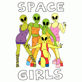 Funny Space Girls Aliens Animated Gif Image