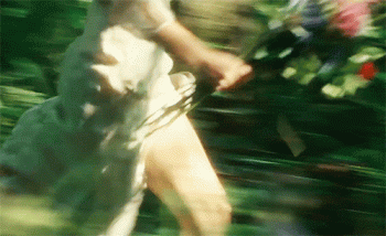 Girl Running With Flowers Animated Gif