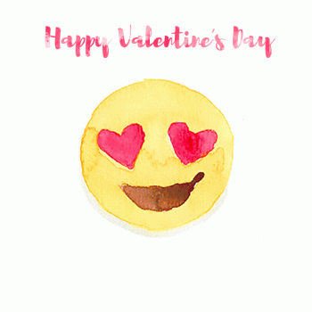 Happy Valentines Day Smiley Love Emoji Animated Greetings Gif