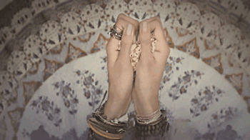 Hipster Hippie Hindu Hands With Flowers Daisies Animated Gif