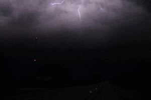Incredible Lightning Strike While Driving Animated Gif