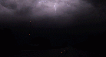 Incredible Lightning Strike While Driving Animated Gif