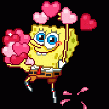 Sponge Bob Trowing Hearts Cute Animated Gif